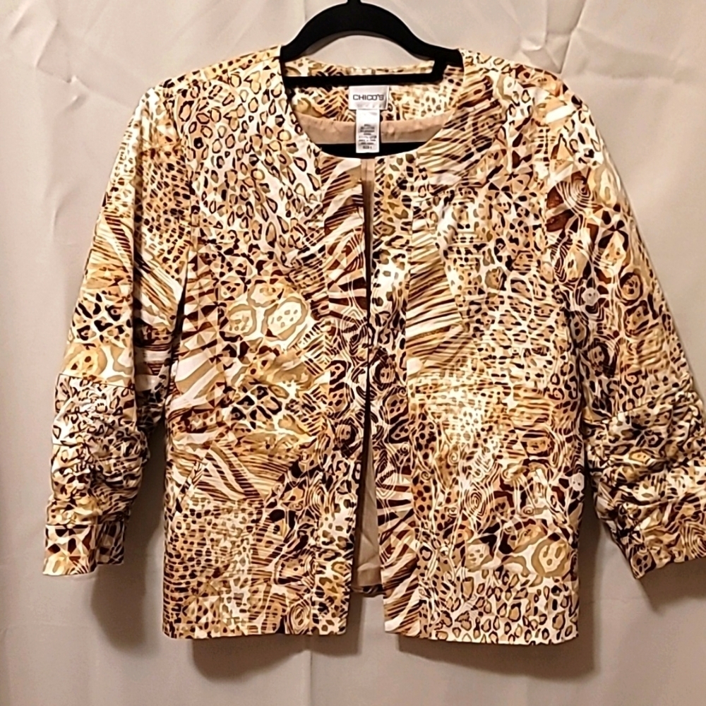 Chico's Animal Print Blazer Jacket sz 1(8)